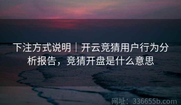下注方式说明｜开云竞猜用户行为分析报告，竞猜开盘是什么意思
